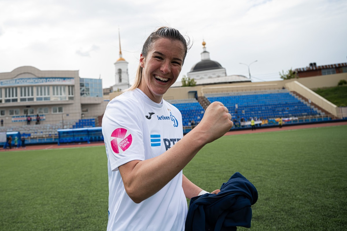 Emotions of Helena Bozic, the scorer of the winning goal against Ryazan-VDV, after the final whistle